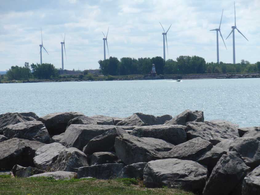 windmills along Lake Erie